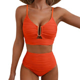 🔥 S-2XL 🌞 Női Magas Derekú Push Up Bikini 🌊👙