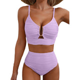 🔥 S-2XL 🌞 Női Magas Derekú Push Up Bikini 🌊👙