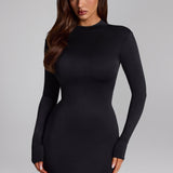 Fekete Slinky Jersey Hátsó Nélküli Mini Dress