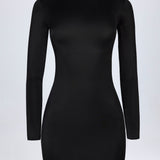 Fekete Slinky Jersey Hátsó Nélküli Mini Dress
