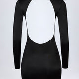 Fekete Slinky Jersey Hátsó Nélküli Mini Dress