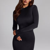 Fekete Slinky Jersey Hátsó Nélküli Mini Dress