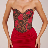 Rózsaszín Leopárd Mintás Bandeau Mini Szoknya Ruha