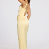 Lace-Up Maxi Dress in Butter Yellow