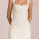 Lace Corset Mini Dress in Pearl Color