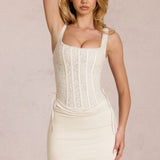 Lace Corset Mini Dress in Pearl Color