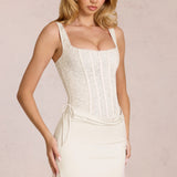 Lace Corset Mini Dress in Pearl Color