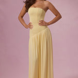 Vaj Színű Jersey Strapless Gown