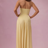 Vaj Színű Jersey Strapless Gown