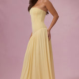 Vaj Színű Jersey Strapless Gown