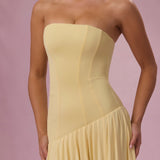 Vaj Színű Jersey Strapless Gown