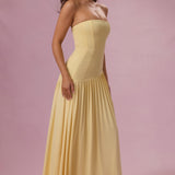 Vaj Színű Jersey Strapless Gown