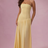 Vaj Színű Jersey Strapless Gown