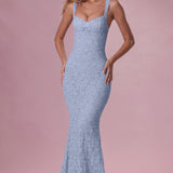 Lace Heart-Shaped Dress in Sky Blue