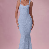 Lace Heart-Shaped Dress in Sky Blue
