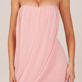 Rózsaszín Bandeau Mini Ruha Drapé
