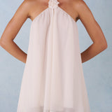 Elefántcsont Színű Halternyakú Babydoll Mini Ruha