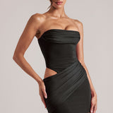 Bandeau Fekete Bodycon Mini Ruha