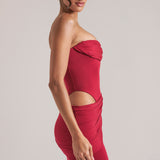 Bandeau Bodycon Mini Ruha Cseresznye Piros Színben