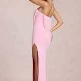 Bandeau Draped Maxi Dress in Pink Floral
