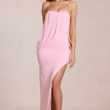 Bandeau Draped Maxi Dress in Pink Floral