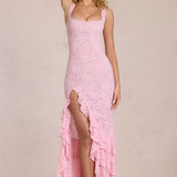 Lace Rose Pink Maxi Dress