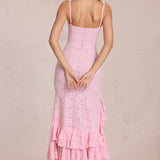 Lace Rose Pink Maxi Dress