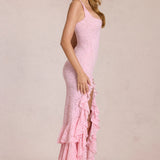 Lace Rose Pink Maxi Dress