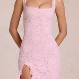 Lace Rose Pink Maxi Dress