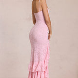 Lace Rose Pink Maxi Dress