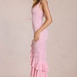 Lace Rose Pink Maxi Dress