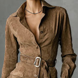 Zelena | Midi Suede Dress