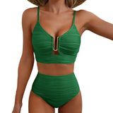 🔥 S-2XL 🌞 Női Magas Derekú Push Up Bikini 🌊👙