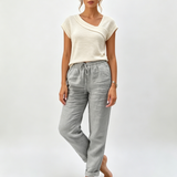 🔥🔥[S-2XL]🍃👖 Női rugalmas derékú pamut-len széles szárú nadrág