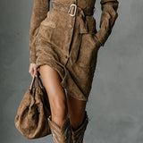 Zelena | Midi Suede Dress