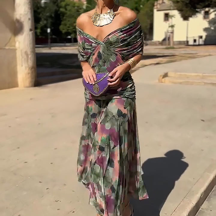 Louise | Elegáns V-nyakú Maxi Ruha
