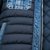 "Bjørn | Farmerdzseki Párnázott Panelek" can be rewritten as "Bjørn | Padded Panel Denim Jacket".