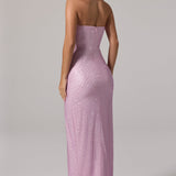 Rózsaszín Díszes Bandeau Cowl-Waist Maxi Ruha