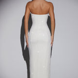 Elegáns Elefántcsont Színű Díszes Bandeau Cowl Maxi Ruha