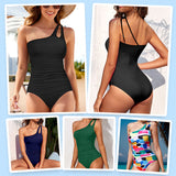 💖Női egyvállas, kivágott egyrészes fürdőruha👙