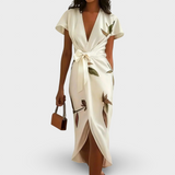 Elin | Elegáns Virágmintás Wrap Ruha