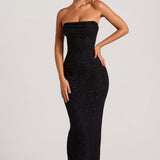 Fekete Díszes Bandeau Cowl Nyakú Maxi Ruha