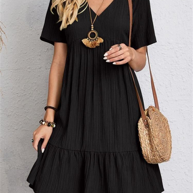 👗💃Retro Női V-nyakú Pamut Ruha