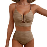 🔥 S-2XL 🌞 Női Magas Derekú Push Up Bikini 🌊👙
