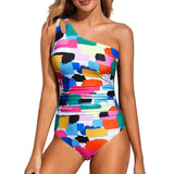 💖Női egyvállas, kivágott egyrészes fürdőruha👙