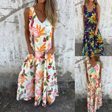 【S-3XL】🍂V-Neck Sleeveless Printed Maxi Dress