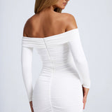 White Off-Shoulder Cut-Out Mini Dress