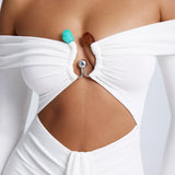 White Off-Shoulder Cut-Out Mini Dress