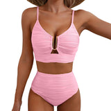 🔥 S-2XL 🌞 Női Magas Derekú Push Up Bikini 🌊👙