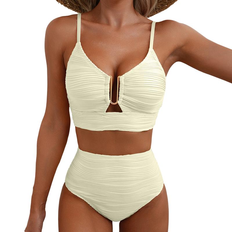 🔥 S-2XL 🌞 Női Magas Derekú Push Up Bikini 🌊👙